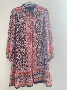 1. State Floral Boho Mini Dress - Black and Brown Size M
